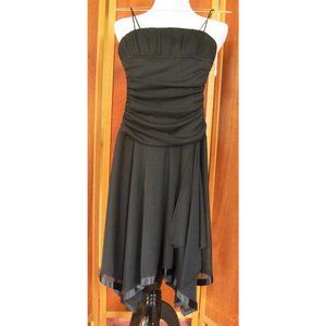 Vintage City Triangles Spaghetti Strap Ruched Bodice Hanky Hem Cocktail Dress S